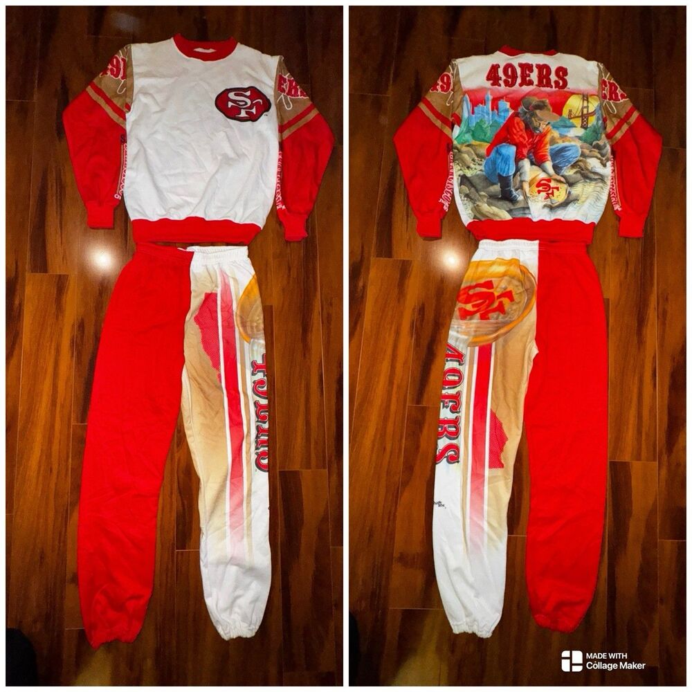 Vintage 90s Chalk Line San Francisco 49ers Sweatshirt Tracksuit Jacket Pants NFL